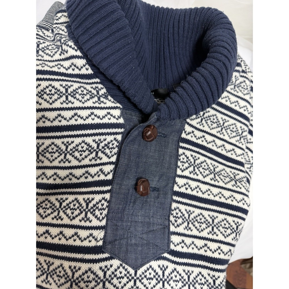 Sean‎ John Mens 3XLT Gray Blue Quarter Button Sweater Cotton Pullover Big Tall